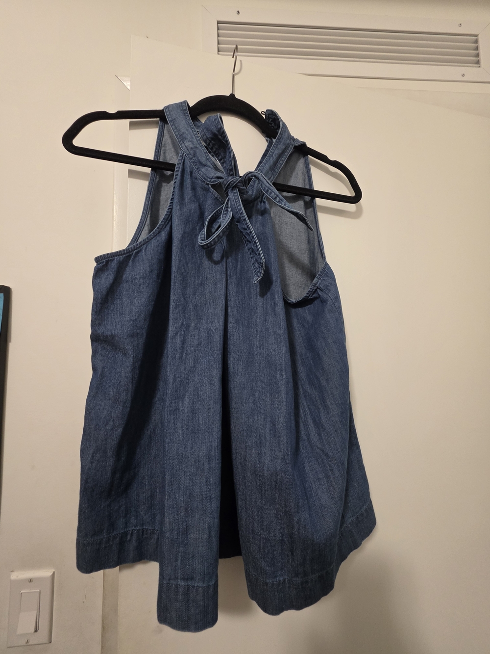 CeCe Denim Tie-Neck Halter Camisole in Blue